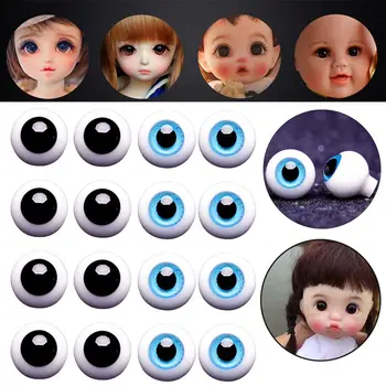 1 Чифт Синьо-Черни Стъклени Очи Очната Ябълка За Кукли BJD САМ Изработка на Кукли Занаяти Аксесоари за Безопасна Играчка За Животни, 6 мм, 8 мм, 10 мм, 12 мм и 14 мм