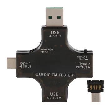 2 в 1 Тип C USB Тестер Цветен Екран LCD Цифров Мултицет, USB C Напрежение на Тока Волтметър Усилвател-Волтметър Детектор