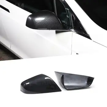 2 елемента за Сухо Въглеродни Влакна За Suv Tesla Model X 2020 Покриване на Страничните Огледала за обратно виждане ABS Аксесоари Капачки на Огледала Крило на Задната Врата