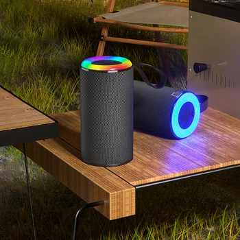 2023 Bluetooth-високоговорител, открит Преносим водоустойчив субуфер IPX5, Звукова лента, музикален плеър, RGB осветление, слот звук, стереодинамик