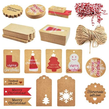 240 бр 12 Стилове на Коледни Етикети от крафт-хартия, Коледни Подаръци бележки от крафт-хартия, етикети за DIY, декоративно-приложното изкуство, Поименна карта, Опаковка