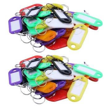 64X Многоцветни пластмасови идентификационни етикети за ключове, идентификационните етикети за багаж с разъемным ринг за ключове