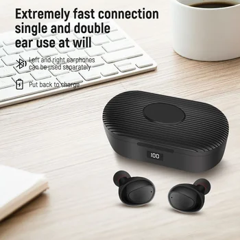 Bluetooth 5.0 Слушалки True Wireless накрайници за уши за Спортни Слушалки Bass TWS Музикални Слушалки С Цифров Дисплей Поддръжка на Binaural повикване