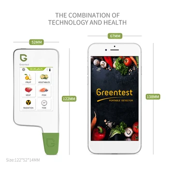 Greentest-ECO4F Тестер нитрати за домашна кухня, подобрен детектор за радиация, капацитивен екран, функция БТ и управление на приложение Mpbilephone