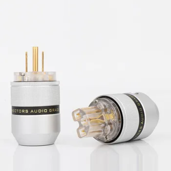 Hi-Fi Аудио Алуминий Със Златен/Родиевым покритие захранващият кабел Schuko EU Штекерные конектори IEC Адаптер за кабели кабел, ac направи си САМ