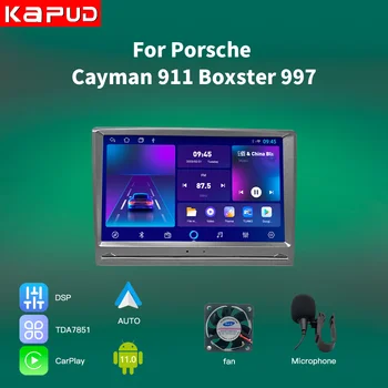 Kapud Android 11 Автомагнитола За Porsche 911/997 Cayman, Boxster 987 GPS DSP Carplay AYTO Мултимедиен Плеър TDA7851 RDS