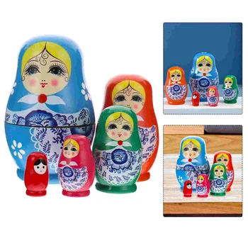 Matryoshka, Сгъване играчка, Дървена Руска статуетка, Подарък за Рожден Ден, Детски игри набор от