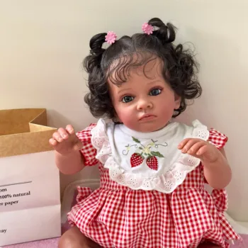 NPK 60 см Возрожденный Дете Tutti от тъмно-кафява Кожа, Кукла за Новородени Момичета, Реалистична Мека На Допир Висококачествено 3D-Художествена Кукла