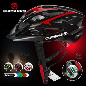 QUESHARK/ Мъжки Женски Ultralight Велосипеден шлем, led задни фенер, МТБ, пътен под наем, Шапка за безопасно каране на мотоциклет с сенника