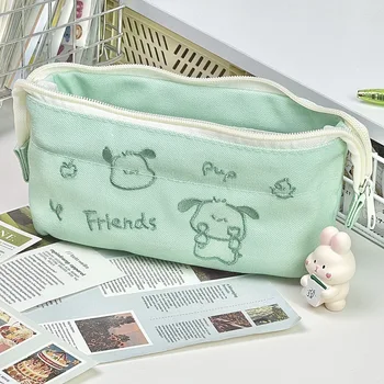 Sanrio Сладко чанта за моливи Pachacco Kawaii Hello Kitty Аниме, Голямо Голям Чанта-Органайзер за канцеларски принадлежности за ученици, Коледен подарък