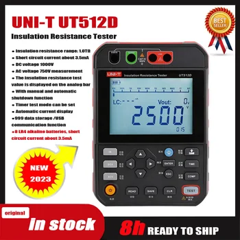 UNIT UT512D UT512E 2,5 кВ тестер на съпротивлението на изолацията на мегомметр Ти Цифрово измерване на съпротивлението на изолацията на Съхранение на данни.