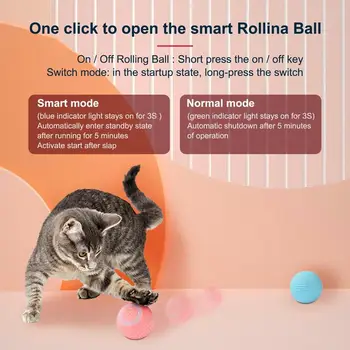 Автоматично топката за домашни любимци, интелигентен предотвратяване, автоматична движещата се играчка за котки, 360 градуса, акумулаторна батерия USB, автоматично движение на добро домашен любимец