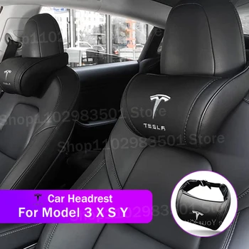 Възглавница За Шията, За Останалите Главата Столче За Кола Tesla Model 3 X S Y 2022 Кожени Възглавници За Пътуване В Кабината На Автомобил Tesla Model Y 2023 Аксесоари