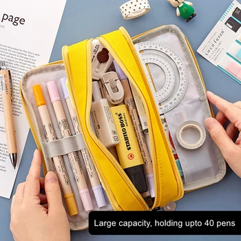 Голям капацитет на Японски молив случай цветове Тестени изделия, канцеларски материали за студенти, богат на функции за лесна чанта за съхранение на училищни принадлежности