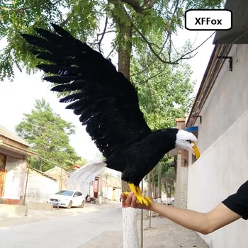 голяма симулация модел на черен орел от пяна и пера, крила на орел, играчка подарък, около 45x80 см xf0672