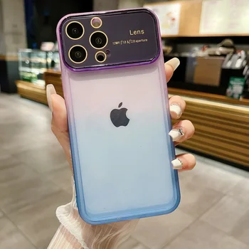Градиентный два цвята прозрачен тънък калъф за телефон iPhone 14 13 12 Pro Max 11, устойчив на удари, с голям Прозорец, Ультратонкая мека делото