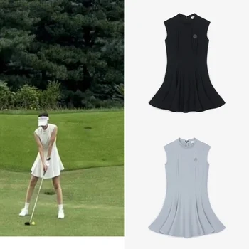 Дамски дрехи за голф, спортно быстросохнущее дышащее цельнокроеное рокля без ръкави, лятна пола