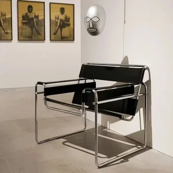 Дизайнерски столове от естествена кожа за всекидневната, Одноместное Офис Стол за почивка, Въртяща се на Шезлонг с подлакътници, Съвременни мебели средата на века