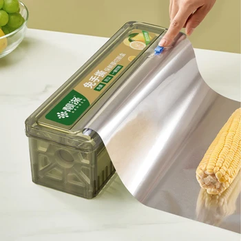 Диспенсер за пластмасови опаковки, нож за храна филм, кутия за храна филм, опаковка от алуминиево фолио с остър нож, държач за съхранение на кухненски инструменти