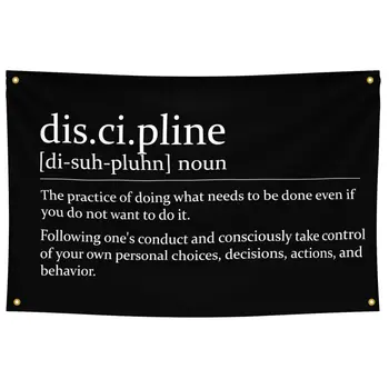 Дисциплина - Мотивационен банер за фитнес, Декорация на стените в помещението, Мъжете в общежитието на колежа, Плакат, Стълбище, Плакат, Къща, Дисциплина, 3x5