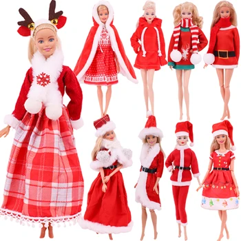 Дрехи на Барби, Аксесоари за кукла Коледа рокли, Играчка на коледната елха, набор на Дядо Коледа за дрехи Кен 11,8 инча, 30 см, подарък за рожден ден за момиче