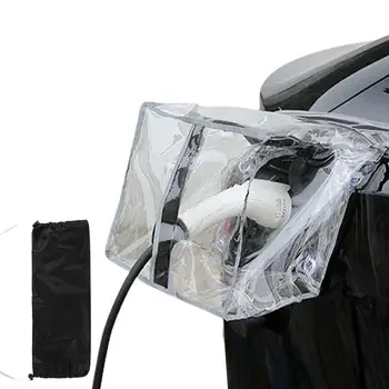 Дъждобран за электромобиля, Прахоустойчив Слънцезащитен защитна Мушама, Водоустойчив калъф за зарядно устройство за повечето автомобили.