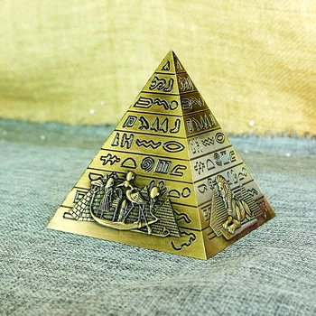 Египетските Пирамиди Статуетка Пирамида Сграда Модел На Статуята На Домашен Офис Декор На Работния Плот Подарък За Спомен (Бронз)