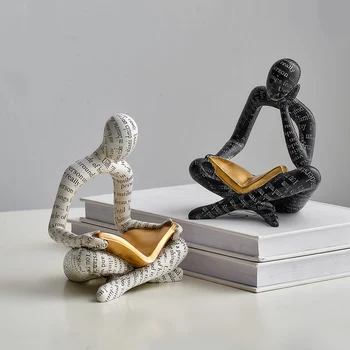 Естетически скулптури и статуетки мислител за интериора, лавица за книги в скандинавски стил, Статуетки за модерна декорация на дома