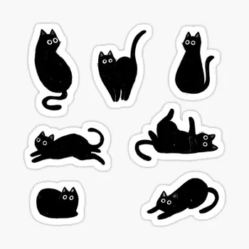 Етикети с цифри черна котка 5 бр. за анимационни бижута, Аниме броня, стена в хола, Забавни бутилки за вода, автомобилни стикери за лаптоп