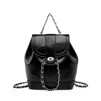 Жена раница от естествена кожа с веригата, портфейл, Дамска регистрирани чанти през рамо, Елегантни, ежедневни чанти, Луксозни дизайнерски ежедневни чанти