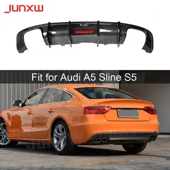 За Audi A5 Sline S5 2012-2016 Броня Тялото Защитен спойлер FRP от въглеродни влакна, Заден дифузьор Сплитер с подсветка