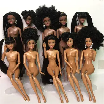 Играчка Африканска кукла, аксесоари за американската кукла, Ставите на тялото Могат да се променят, Главата се движат, Краката се движат, Африканска черна момиче, подарък играчка за деца