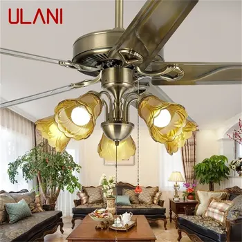 Класическа таванна вентиляторная лампа ULANI, Голяма 52-инчов модерна лампа с дистанционно управление на LED за дома За хол