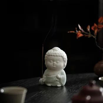 Креативна Скъпа Керамична Статуя на Буда в китайски стил, Държач за ароматни пръчки, Мини-Домакински Статуетка, Украса за дома, Поставка за тамян горелки