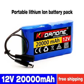 литиево-йонна батерия 12v 18650 20000mAh dc 12,6 V 20Ah със зарядно устройство EU Plug 12,6 v и кабел за свързване гуми dc 1a