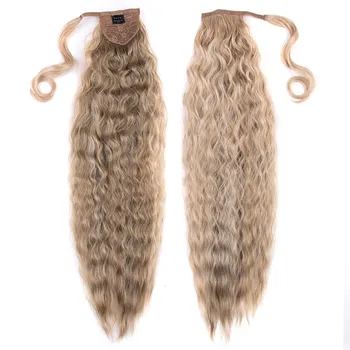 МОДЕН ИДОЛ Къдрава коса Синтетичен шнур под формата на cauda equina Царевичен вълна Обертывается около затягане на въздушната косата си Черна опашка