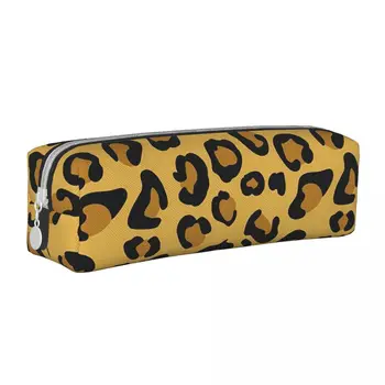 Молив случай от кожата на Леопард с леопардовым модел, творчески държач за химикалки, чанти за момичета и момчета, Вместительные ученически пособия, Козметични Пеналы