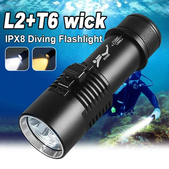 Мощен led фенерче за гмуркане IPX8 С най-висок рейтинг за водоустойчивост L2 T6, Фенери за гмуркане, Професионален фенер за гмуркане с ръчно с въже
