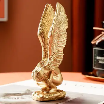 Начало Декор Златната Статуя на Ангел Занаяти Модерна Всекидневна Настолно украшение на Скулптури от смола и Фигурки Аксесоари За Интериора Подарък