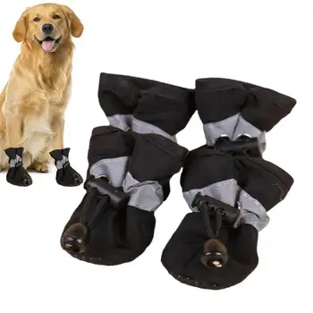 Обувки за кучета, 4 бр., обувки за домашни любимци, непромокаеми ботуши за кучета, горещ тротоара, обувки за кучета и защита на лапите С регулируем шнурком, Водоустойчив обувки за кучета