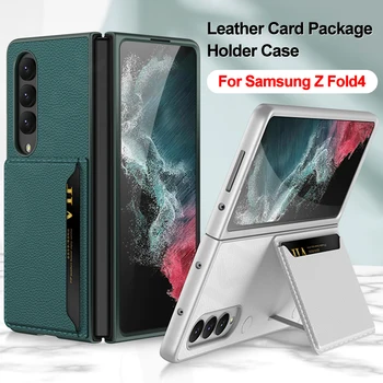 Оригинален кожен калъф GKK за Samsung Galaxy Z Fold 4, Луксозен Калъф с отделение за карти, Поставка, Антидетонационный твърд калъф за Galaxy Z Fold4 Funda