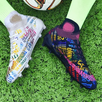 Оригинални Мъжки футболни обувки с изкуствена трева и дълги шипове, футболни обувки за полеви тренировки, Новост 2023 г., Детски футболни обувки за момчета