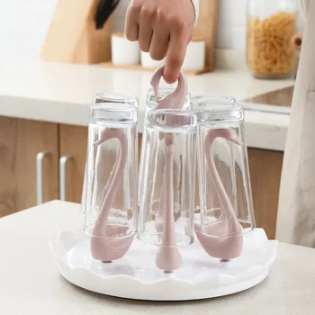 Поставка за чаши за стъклена бутилка под формата на лебед, кухненски стелаж за сушене на Чинии, сушилник за чинии, закачалка-органайзер, поставка за съхранение в кухнята