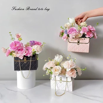 Преносима кутия за цветя, Сгъваема Книжен Удобна подарък чанта, Крафт чанта, Подарък кутия за Сватбеното парти с рози, опаковка за конфетного торта за Рожден Ден