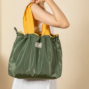 Преносима тканая женствена чанта за пазаруване за еднократна употреба, сгъваема дългогодишна пазарска чанта, Дамска чанта през рамо, чанти