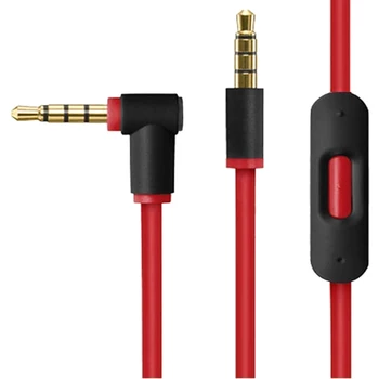 Преносимото аудио кабел за дистанционно управление за слушалки Beats Studio, Executive, Mixer, Solo HD, Wireless и Pro (черно + червено)