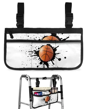 Пръски мастило, Баскетбол спортна чанта за инвалидна количка С Джобове, Подлакътници, Странични чанти, Чанта за съхранение на рамката за пеша от Електрически скутер