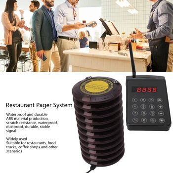Ресторанная пейджерная система 10 пейджъри с клавиатура-предавател, за ресторант Food Truck Coffee Shop H