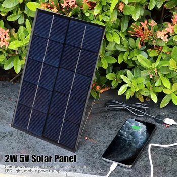 Соларен панел 5 В 2 W, висока ефективност при преобразуване, икономия на енергия, водонепроницаемое, защитена от ултравиолетовите Слънчеви зарядно устройство за малък вентилатор, led лампа