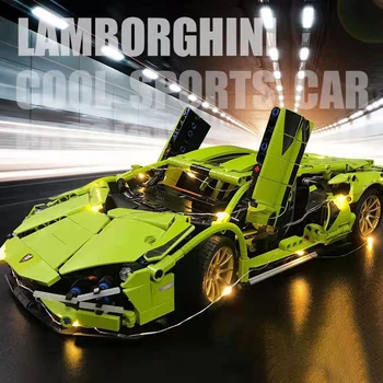 Технически Строителни Блокове Състезателна Радиоуправляемая Модел Автомобил Lamborghinis Супер Спортен Автомобил Автомобил Събират Тухли Играчка за Бебе Момче Възрастен Подарък